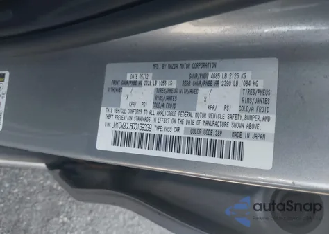 2012 Mazda Mazda5 Touring z USA, uszkodzony, nr VIN JM1CW2CL6C0139339